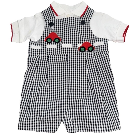 Eisman Other - Eisman Smocked 6M 2 Piece Shorts‎ Outfit Cars Gingham Embroidered Classic Vtg?